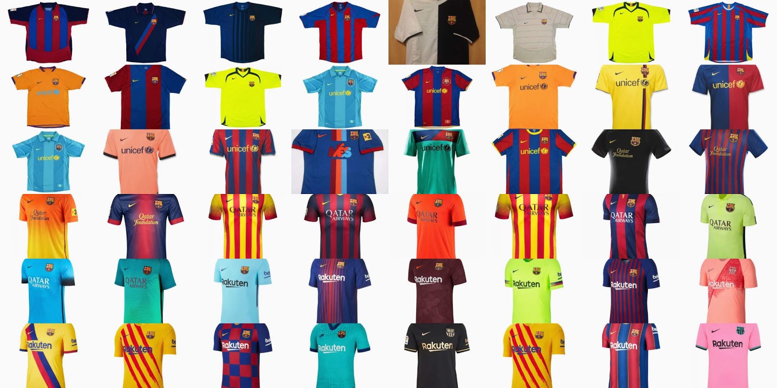 Barca kits through sales the years